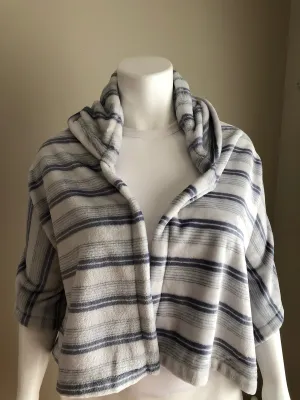 White & Blue striped Hoodie