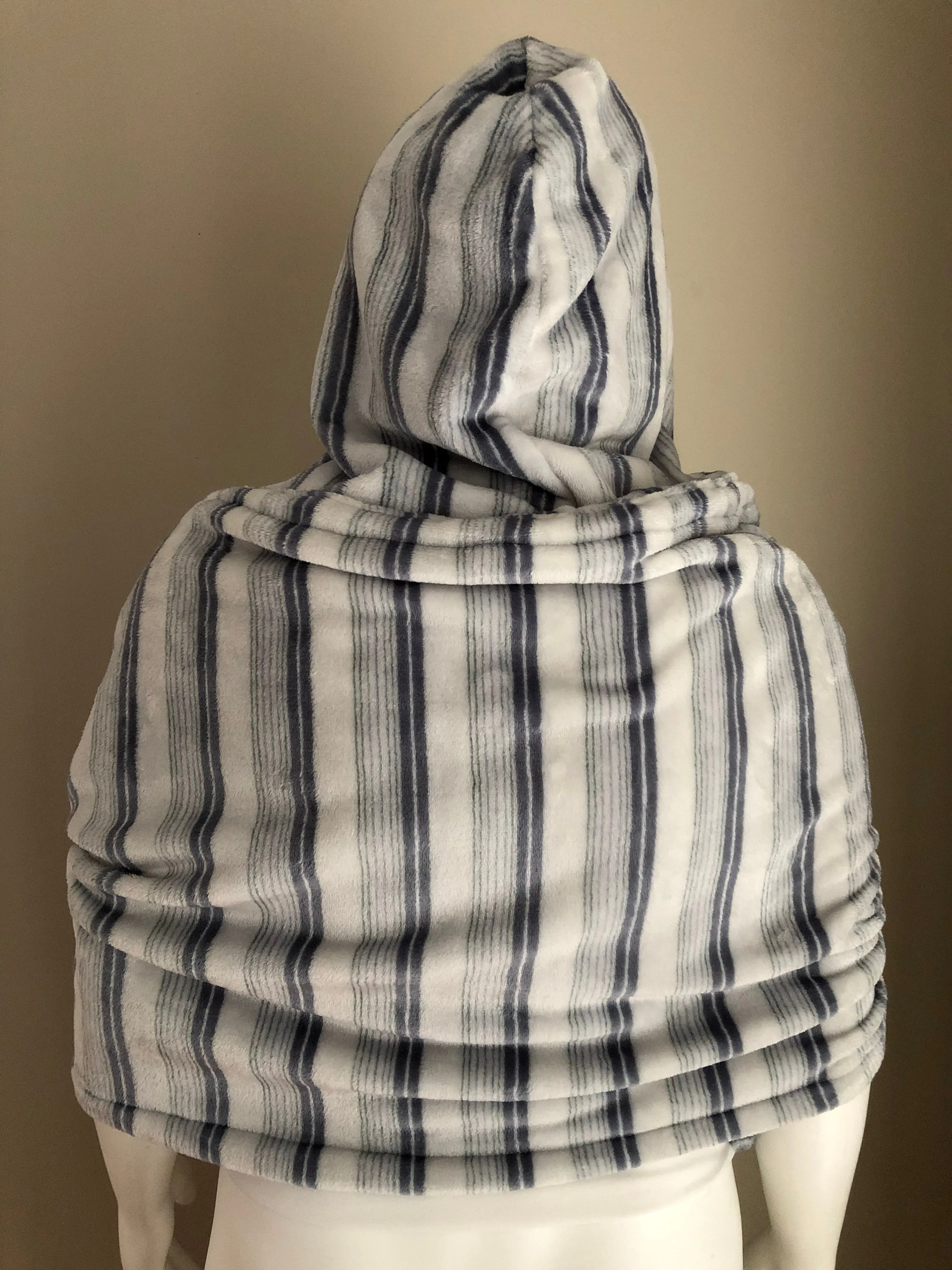 White & Blue striped Hoodie