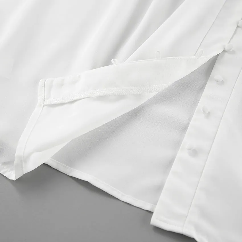 White Casual Puff Sleeve Shirt
