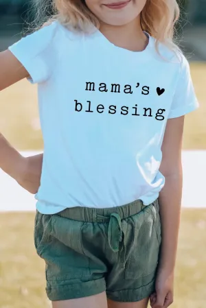White Family Matching Mama's Blessing Printed Girl's T Shirt