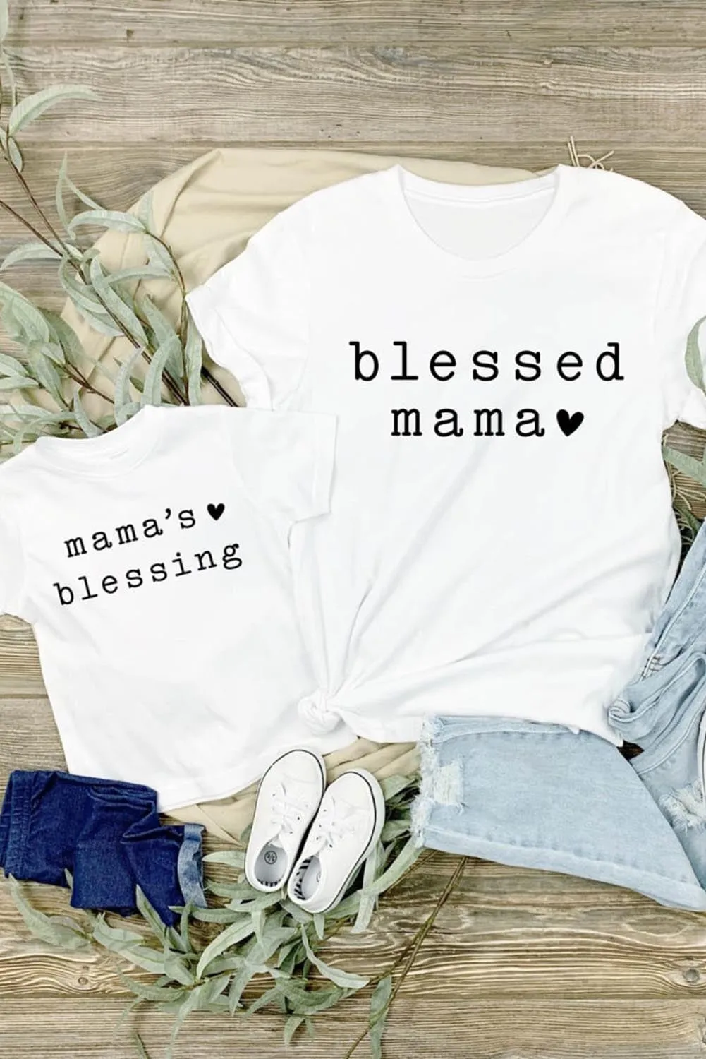 White Family Matching Mama's Blessing Printed Girl's T Shirt