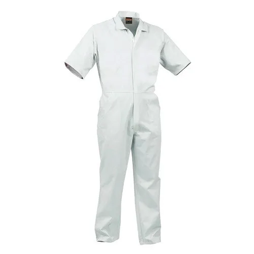 WHITE FOOD INDUSTRY OVERALLS - SHORT SLEEVE | LIGHTWEIGHT, POLYCOTTON