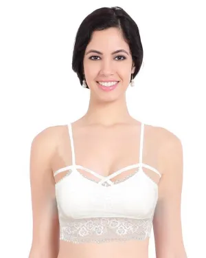 White Net Lace Cotton Push Up Bra 6519