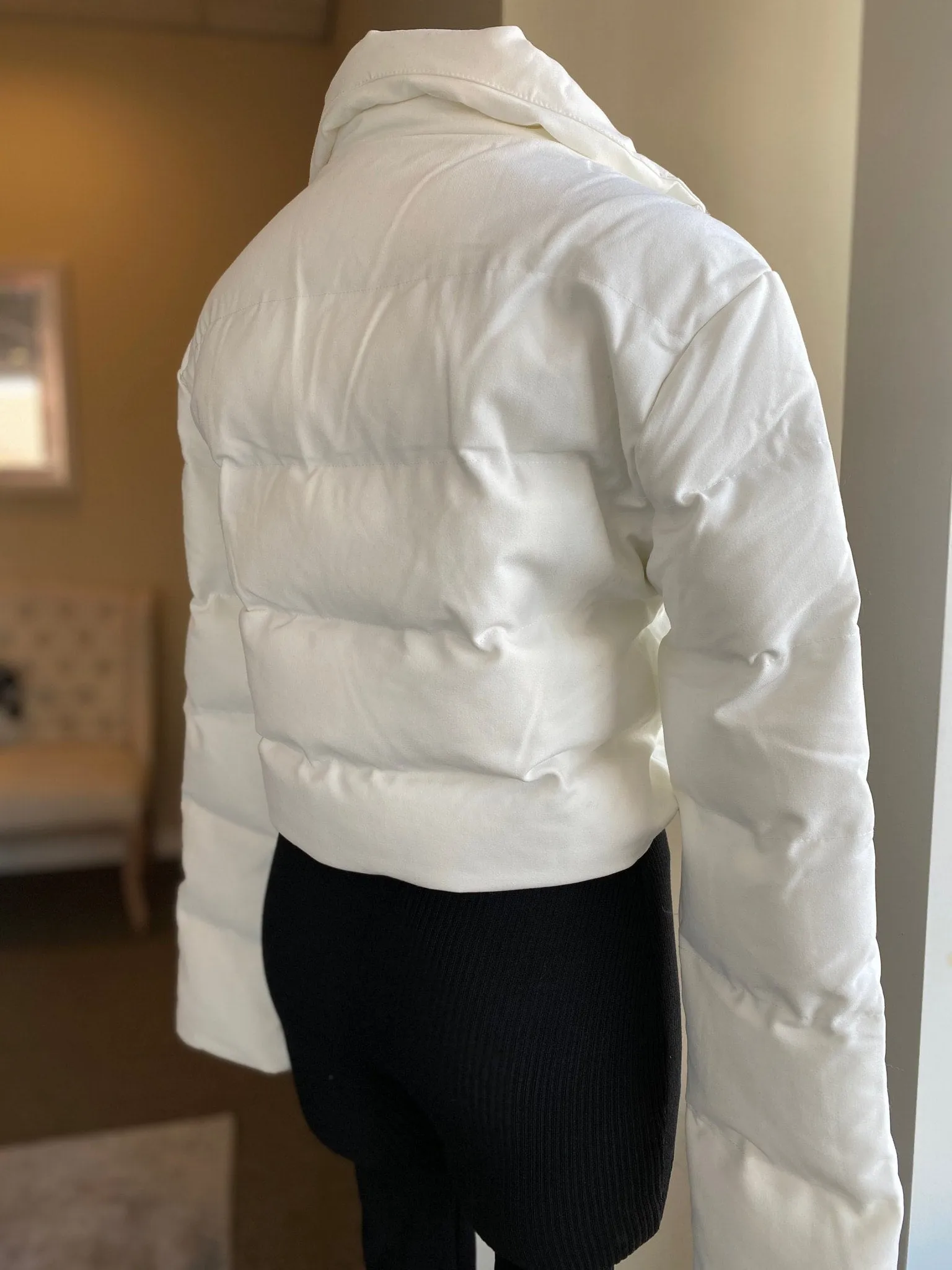 White Puff Crop Jacket