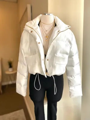 White Puff Crop Jacket