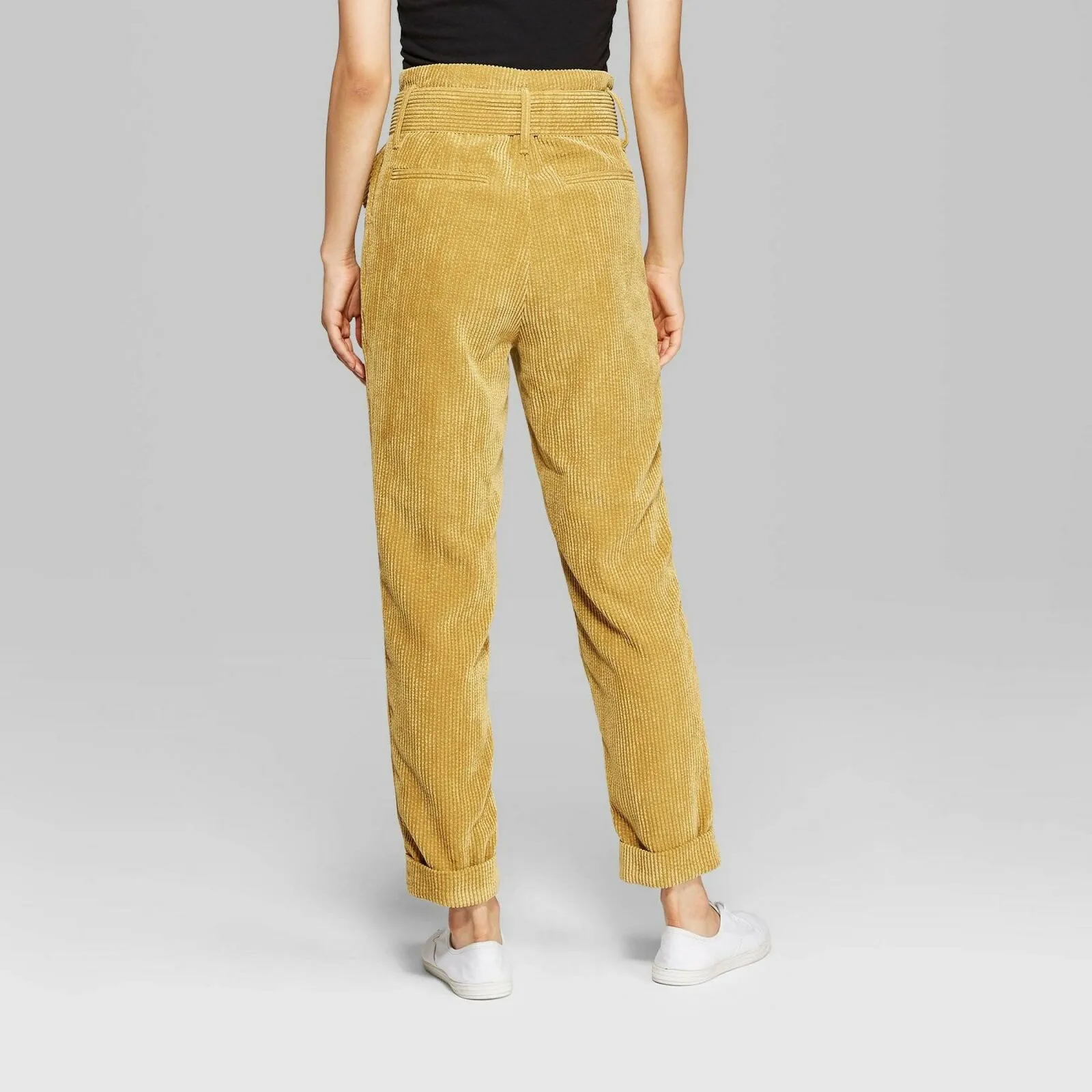 Wild Fable Women's High-Rise Belted Corduroy Paperbag Pants