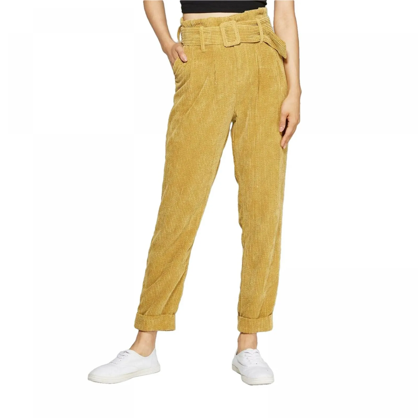 Wild Fable Women's High-Rise Belted Corduroy Paperbag Pants