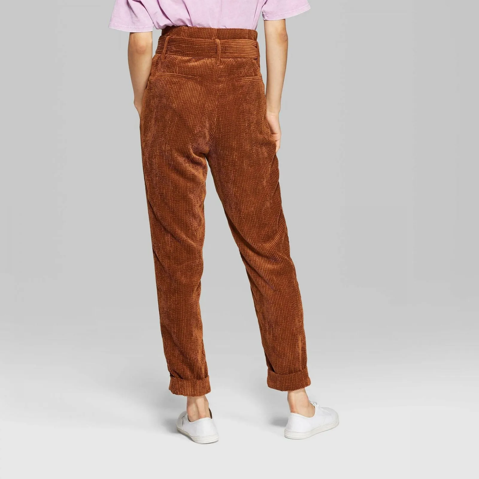 Wild Fable Women's High-Rise Belted Corduroy Paperbag Pants