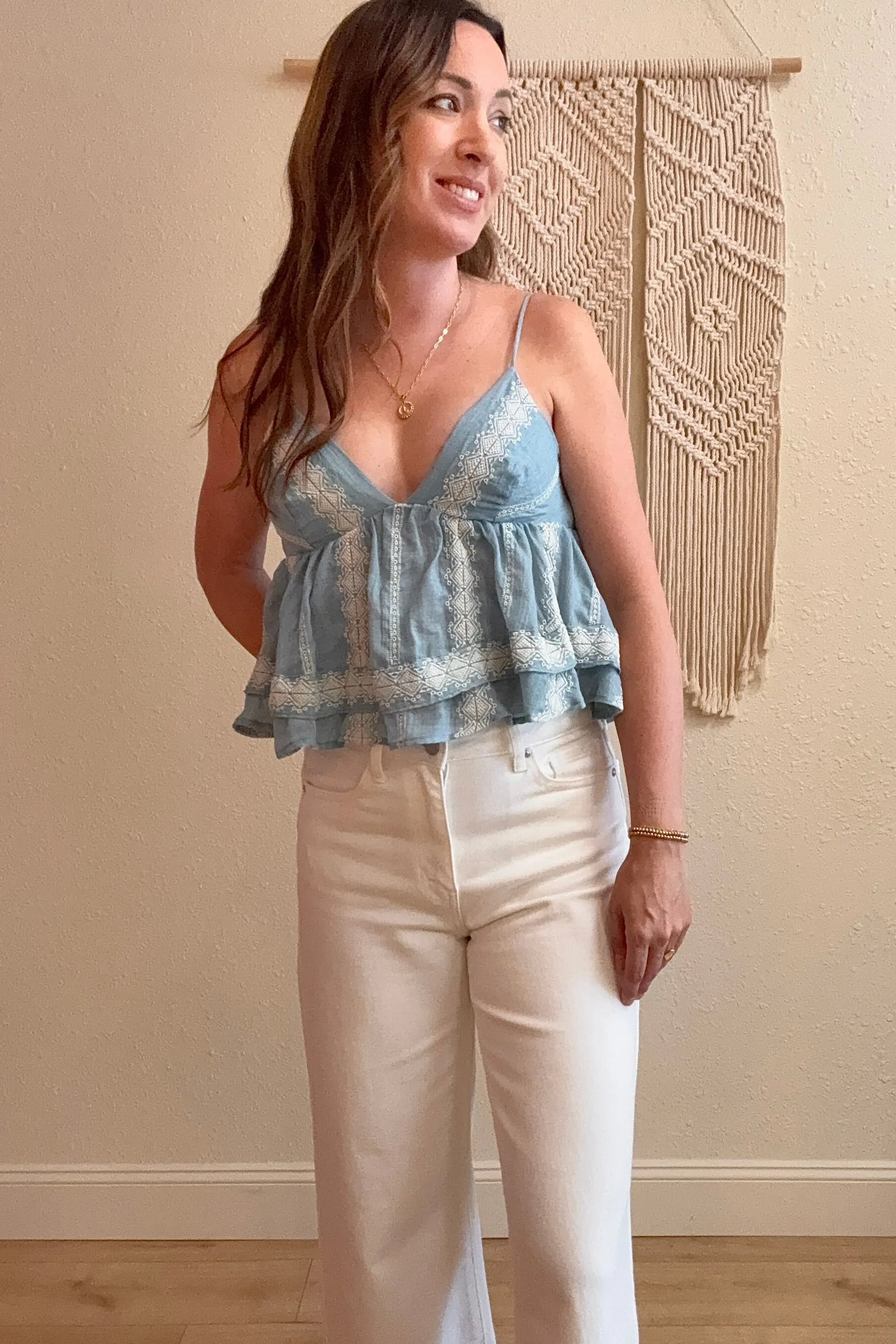 Willow Embroidered Babydoll Top