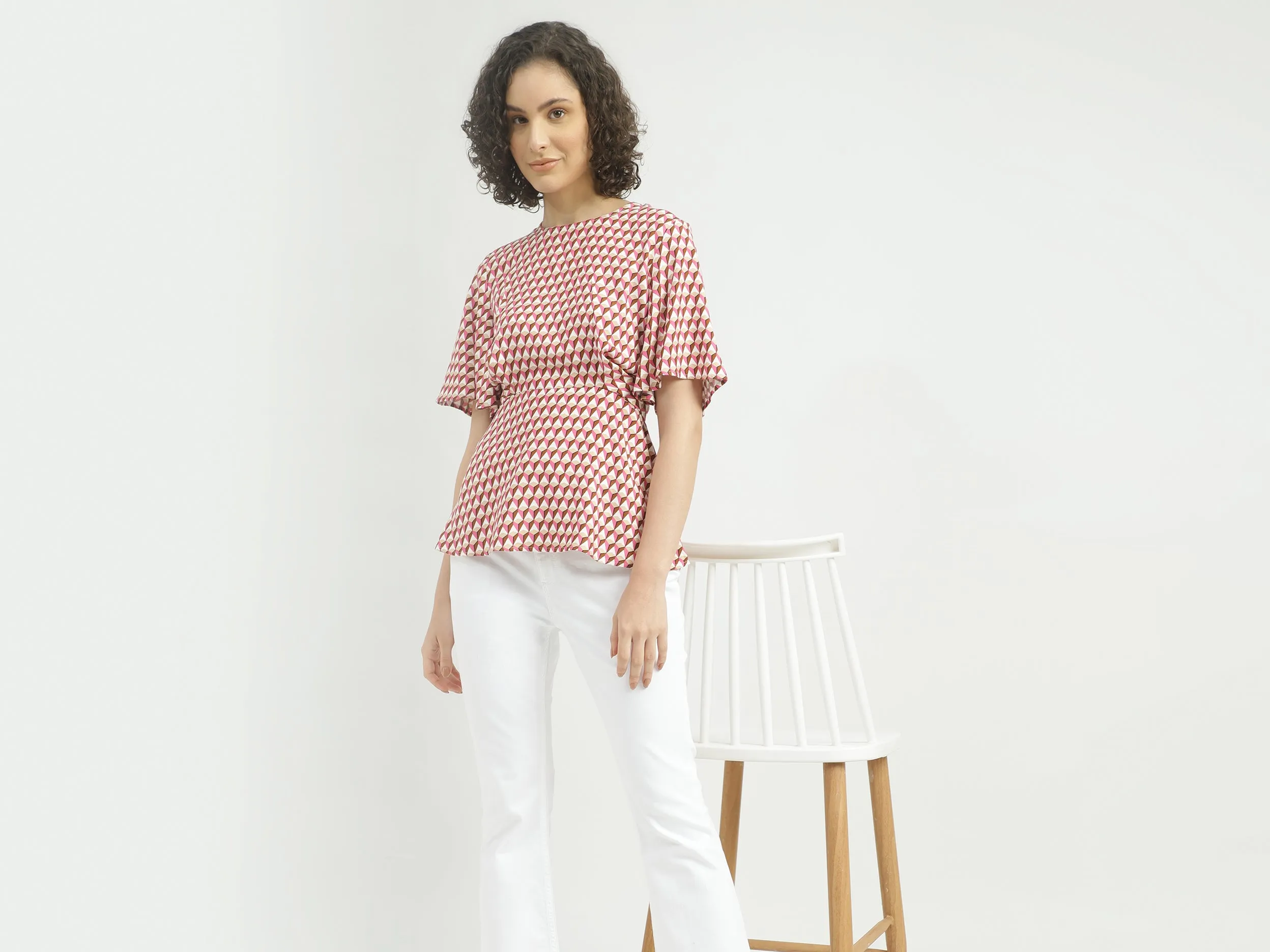 Women Printed Round Neck Top