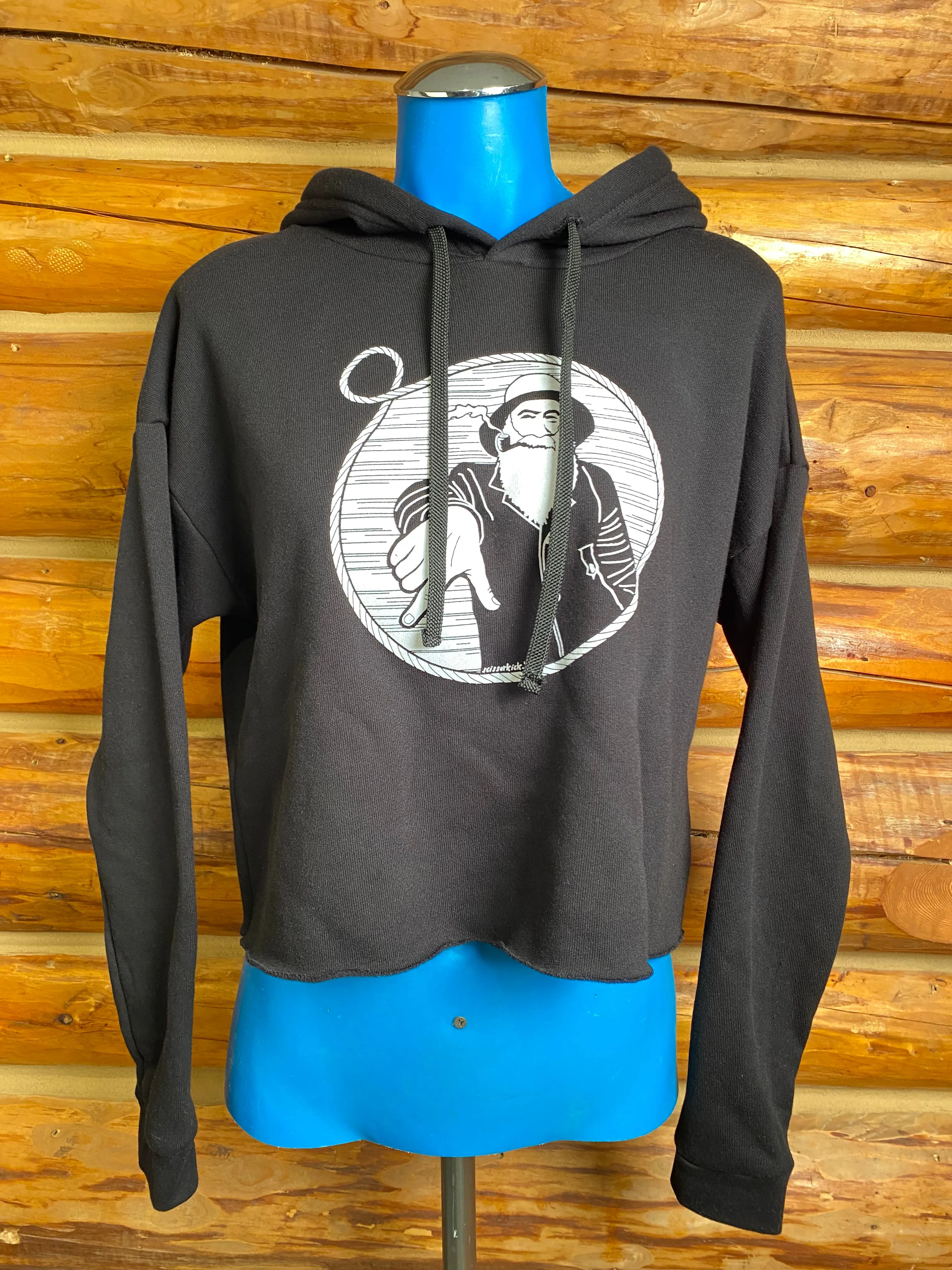 Women’s Black Captain Doug Crop Pullover Hoodie