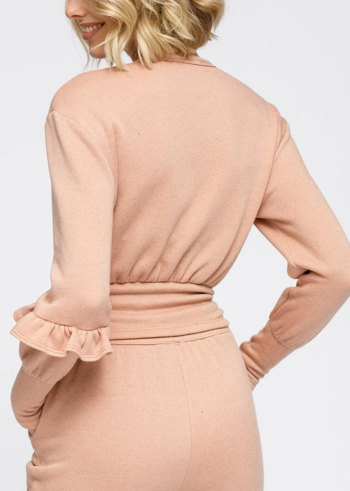 Women's Crewneck Ruffle Sleeve Peplum Sweatshirt