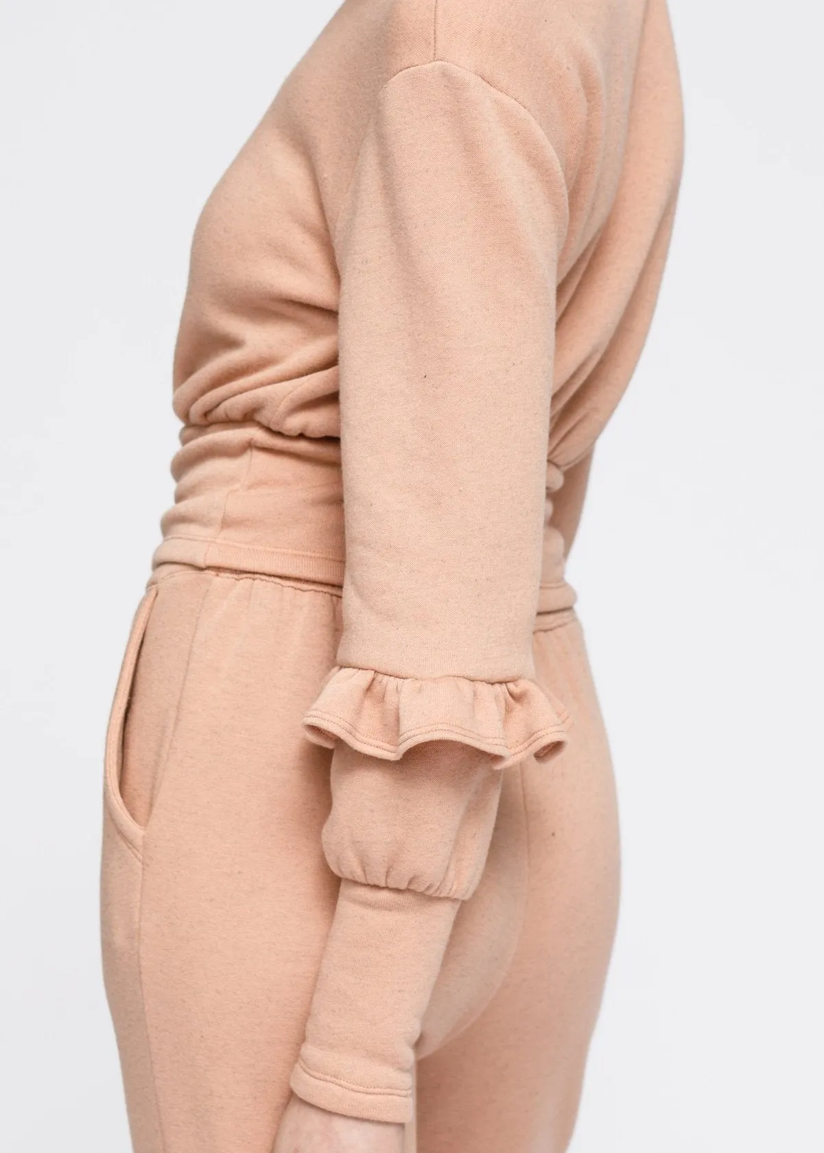 Women's Crewneck Ruffle Sleeve Peplum Sweatshirt