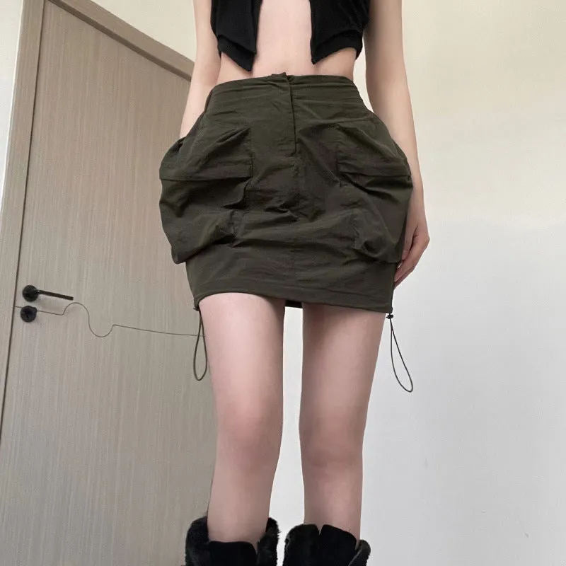 Women's Drawstring Woven Overalls Skirt