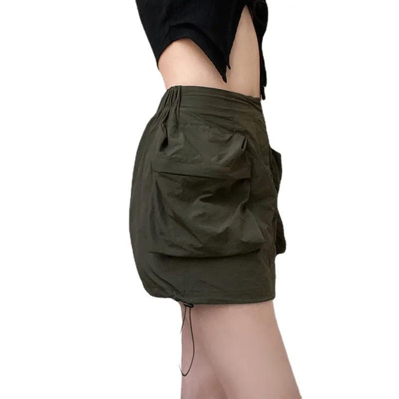 Women's Drawstring Woven Overalls Skirt