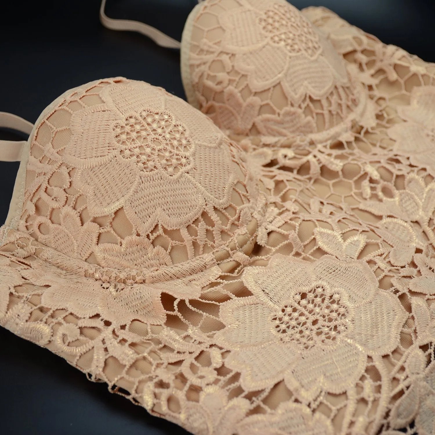 Women's Floral Lace Bustier Crop Top Gothic Corset Bra Tops Gold and Khaki