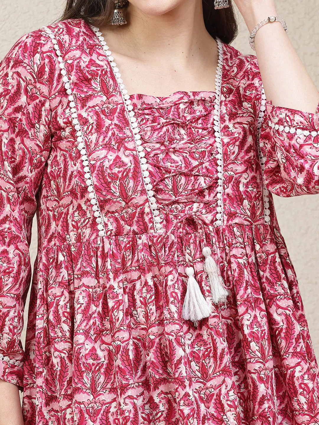 Women's Floral Printed Rayon Peplum Top-TOPMUMTAZ