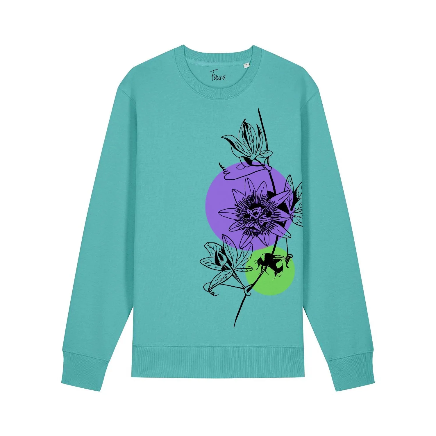 Women's Graphic Sweatshirt | Passion Flower on Teal