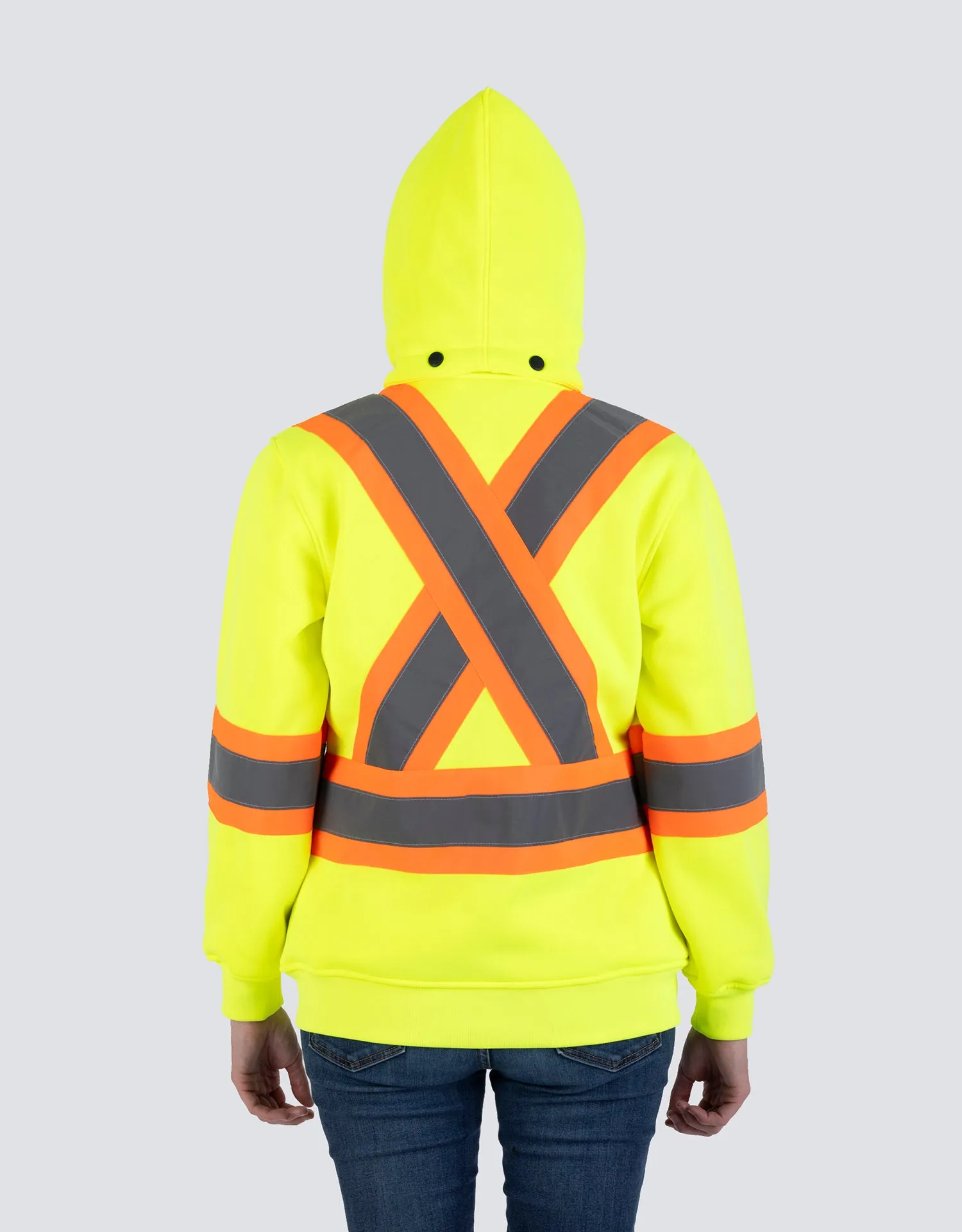 Women's Hi Vis Lime Safety Hoodie with Detachable Hood