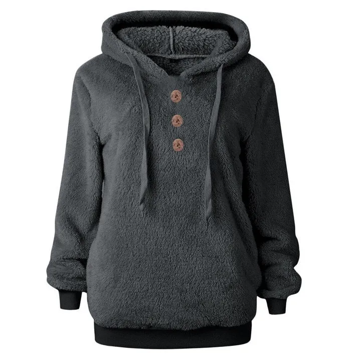 Women's hooded fleece sweatshirt, Susi, fluffy