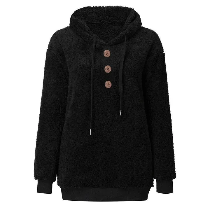 Women's hooded fleece sweatshirt, Susi, fluffy