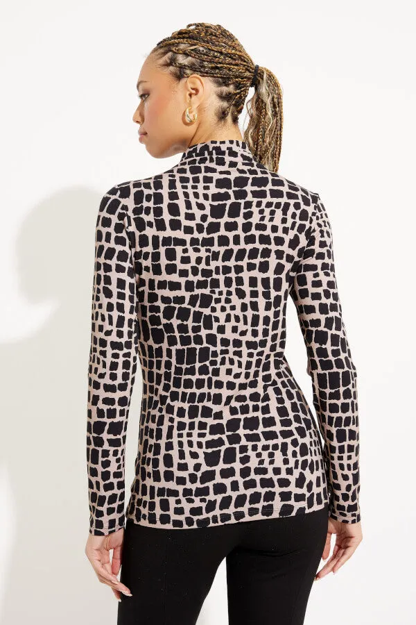 Women's Joseph Ribkoff | Ruched and Printed Top | Black Latte