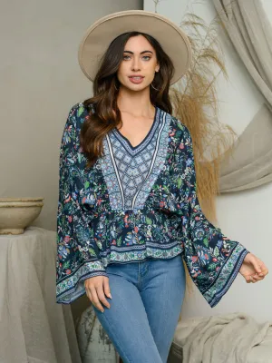 WOMEN'S LONG BELL SLEEVE FLORAL TOP
