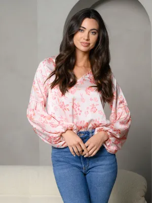 WOMEN'S LONG SLEEVE FLORAL BODYSUIT