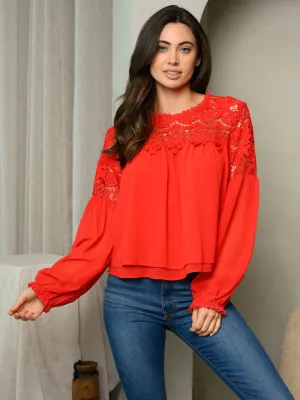 WOMEN'S LONG SLEEVE LACE TOP