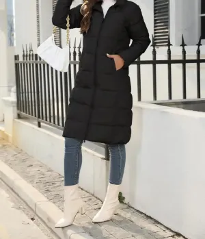 Women's Mid-Length Hooded Puffer Coat – Stylish Winter Warmth Plus Sizes