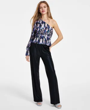 Women's Pleated Asymmetric One-Shoulder Top