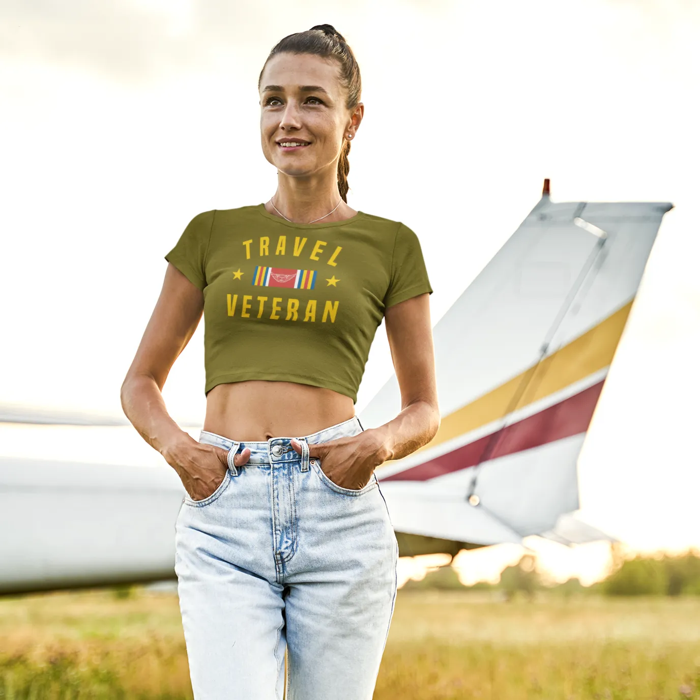 Women's Travel Veteran Crop Tee