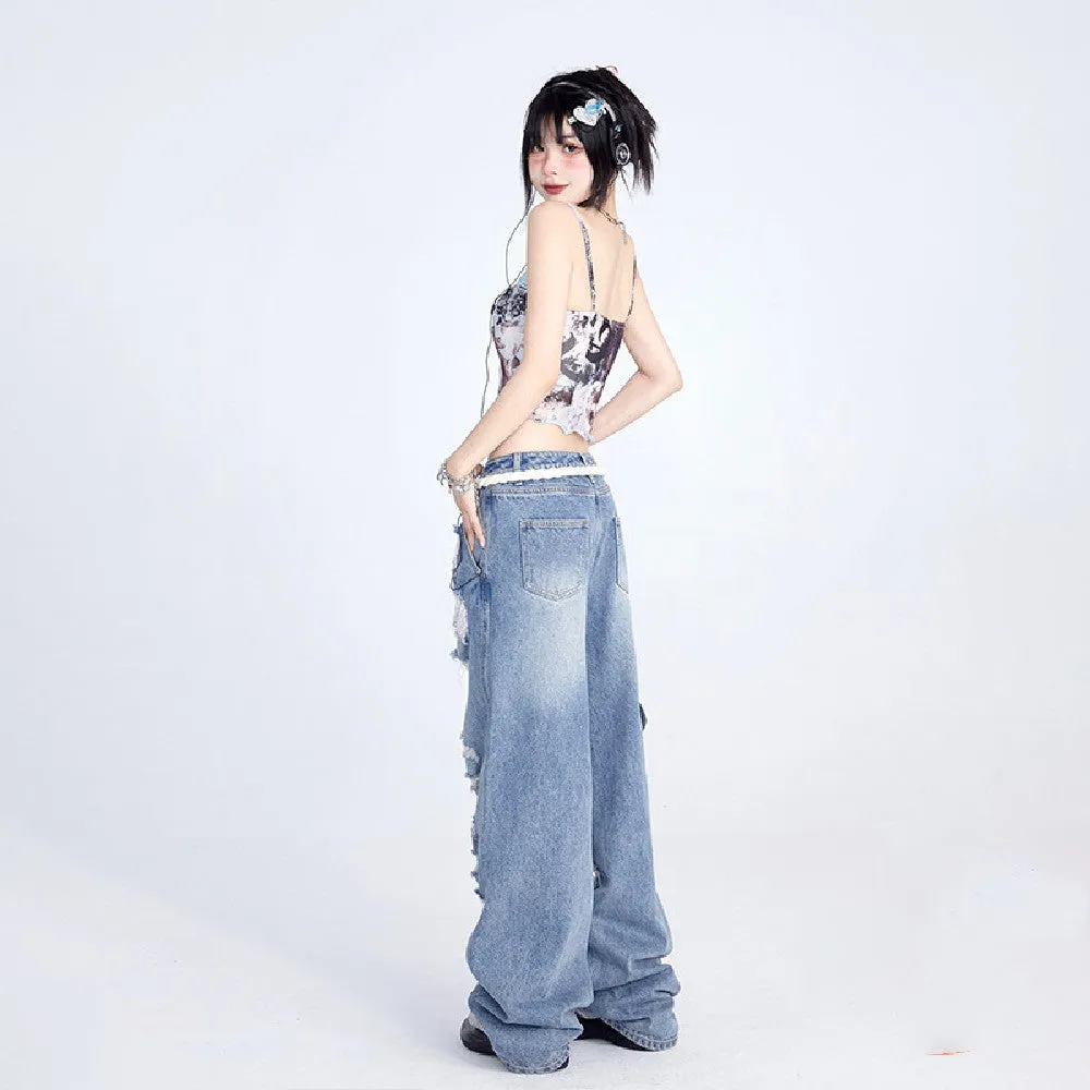Women's Wide Leg Torn Jeans