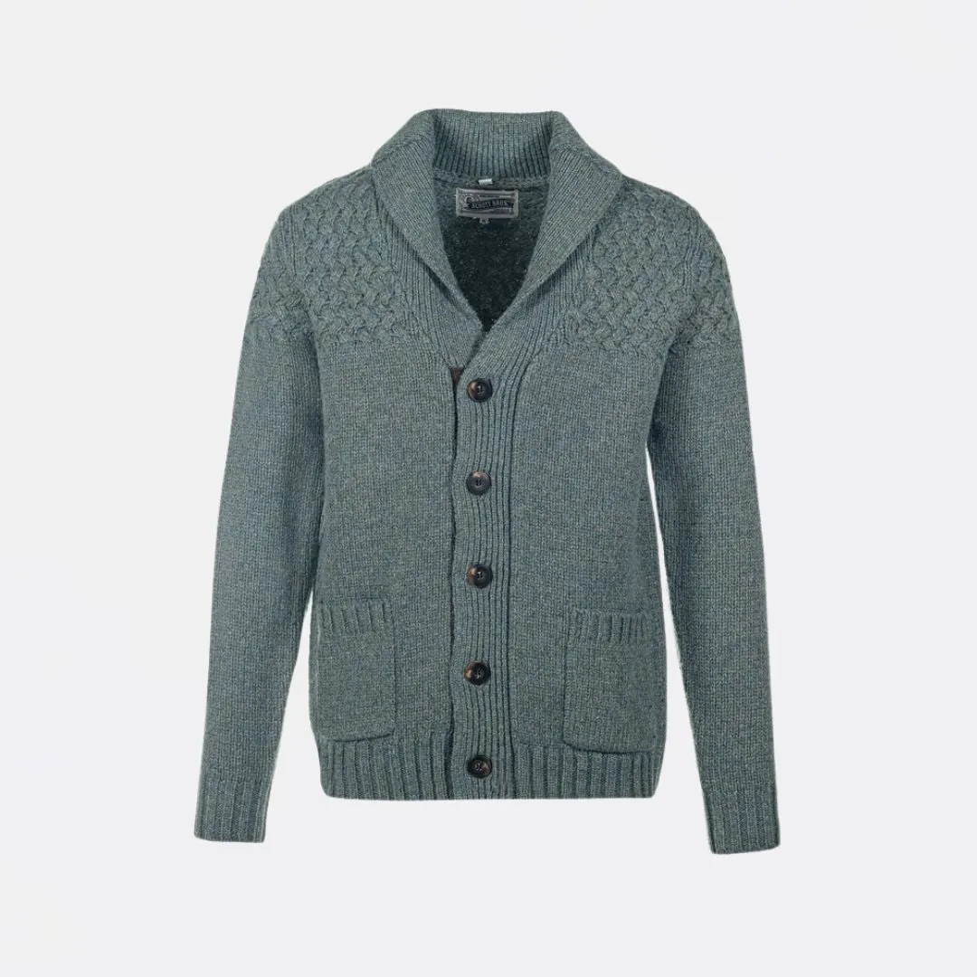Wool Blend Basketweave Cardigan (Sage)