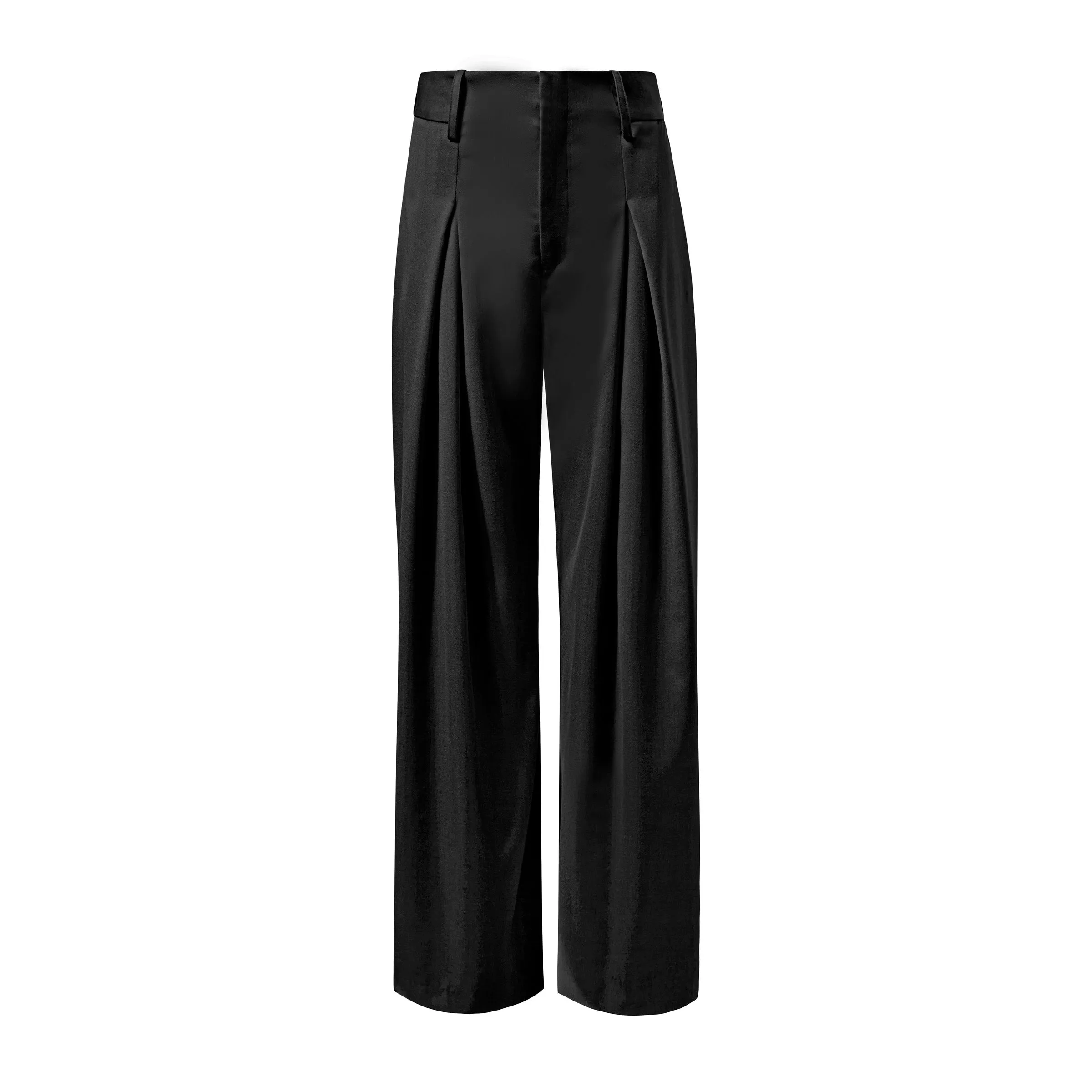 Wool Palazzo Pants in Black