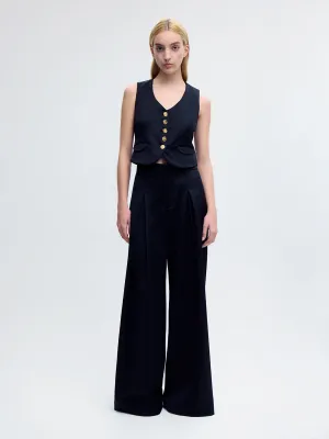Wool Palazzo Pants in Black