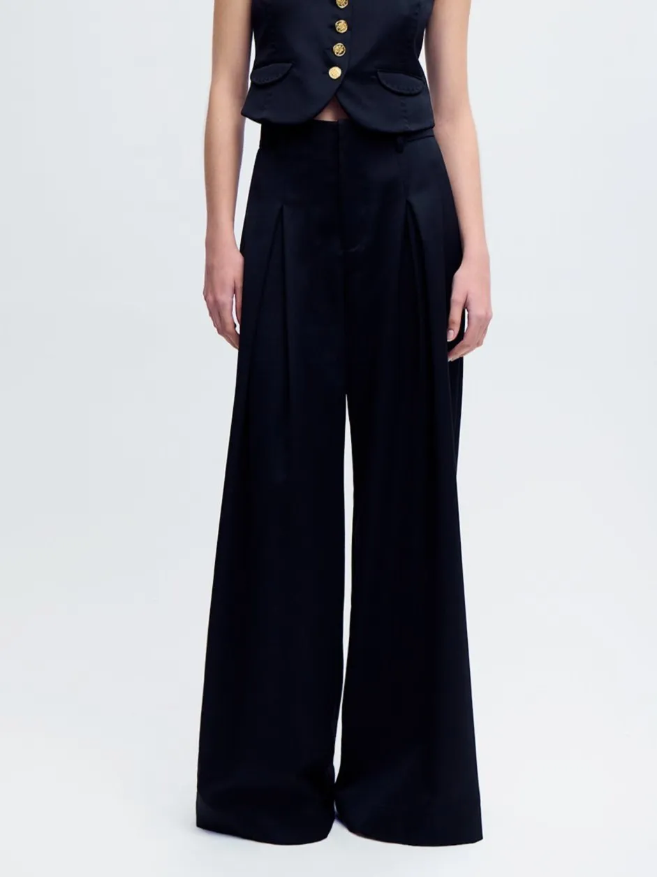 Wool Palazzo Pants in Black