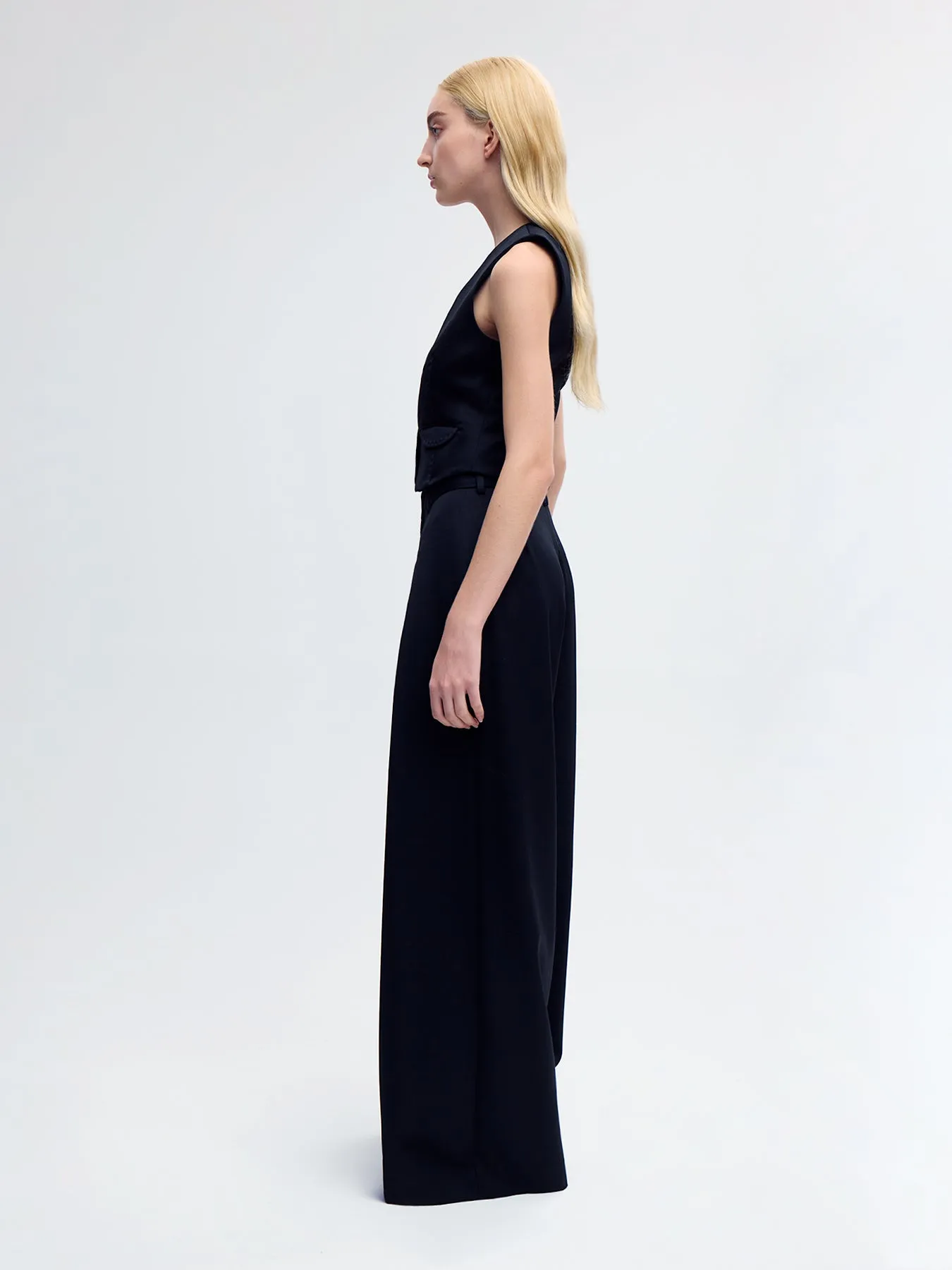 Wool Palazzo Pants in Black
