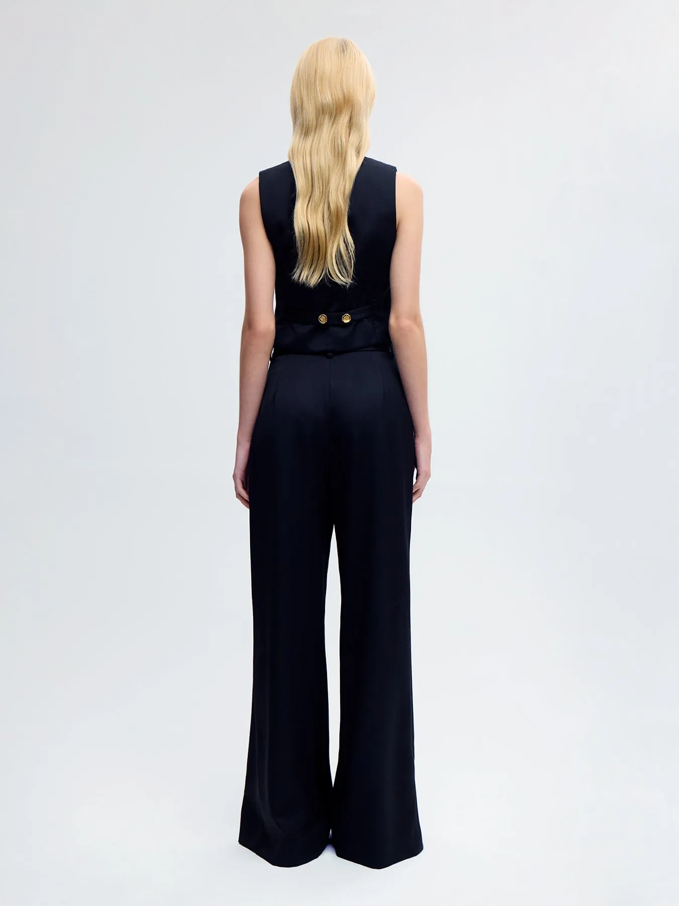 Wool Palazzo Pants in Black