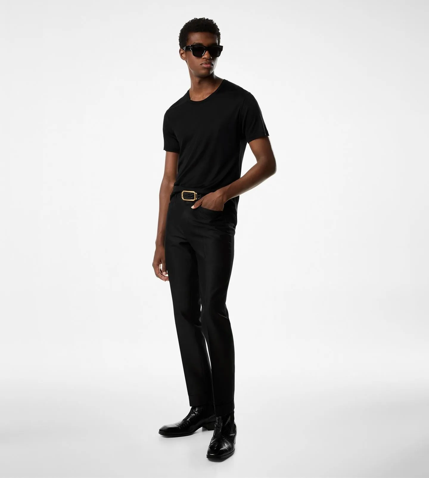 Wool Silk Faille Atticus Western Pocket Trouser