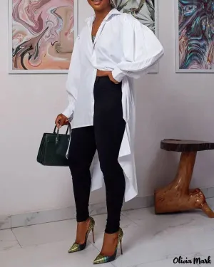 Xieyinshe - Asymmetric Long Sleeve Button Down Shirt