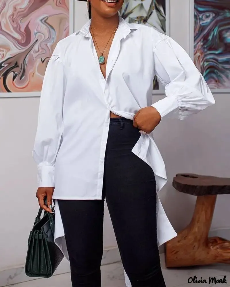 Xieyinshe - Asymmetric Long Sleeve Button Down Shirt
