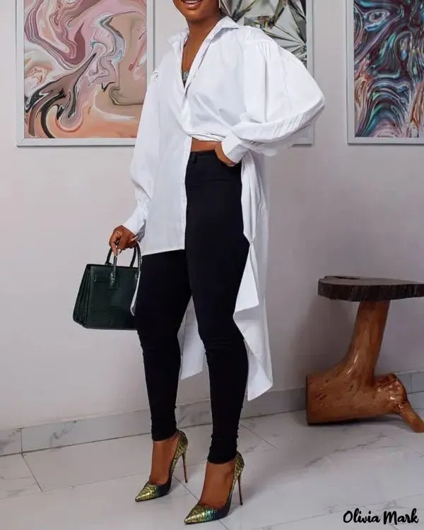 Xieyinshe - Asymmetric Long Sleeve Button Down Shirt