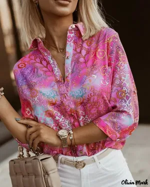 Xieyinshe - Baroque Print Long Sleeve Shirt