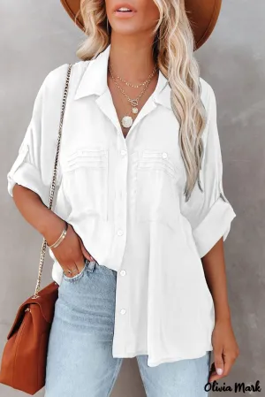Xieyinshe - White buttoned shirt with long sleeves and plain pocket