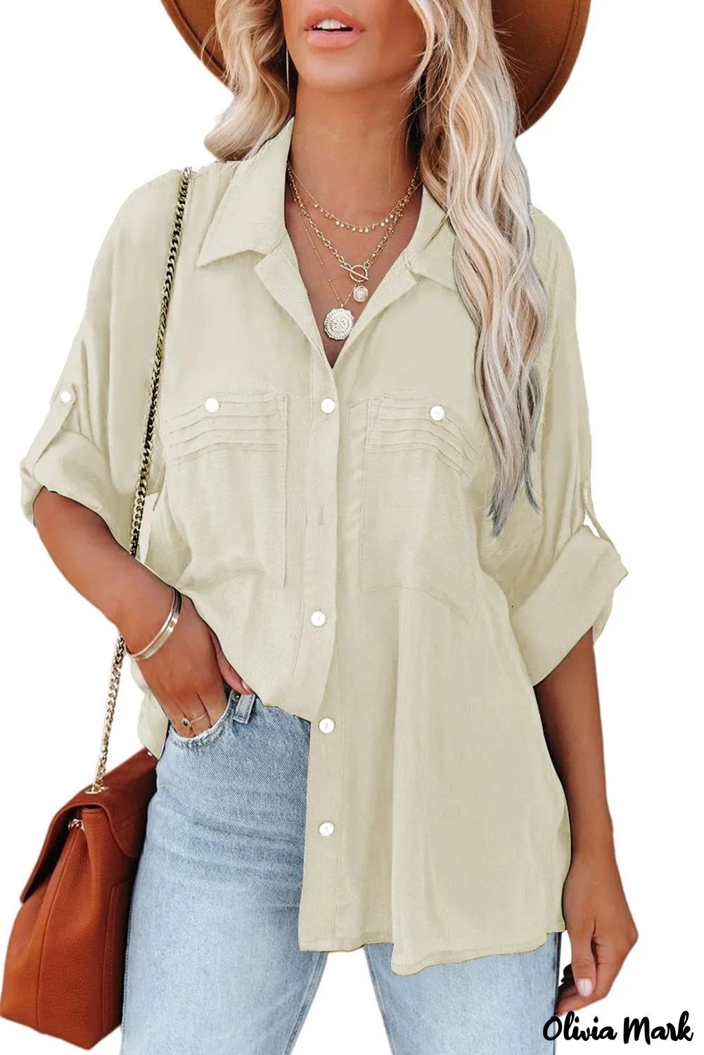 Xieyinshe - White buttoned shirt with long sleeves and plain pocket