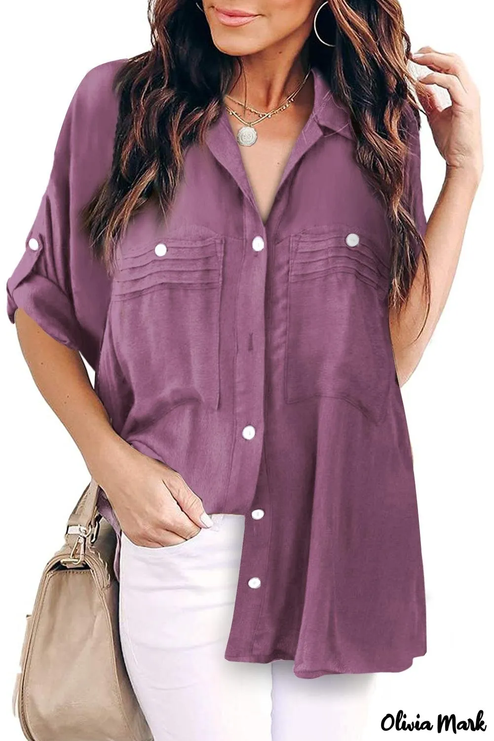Xieyinshe - White buttoned shirt with long sleeves and plain pocket