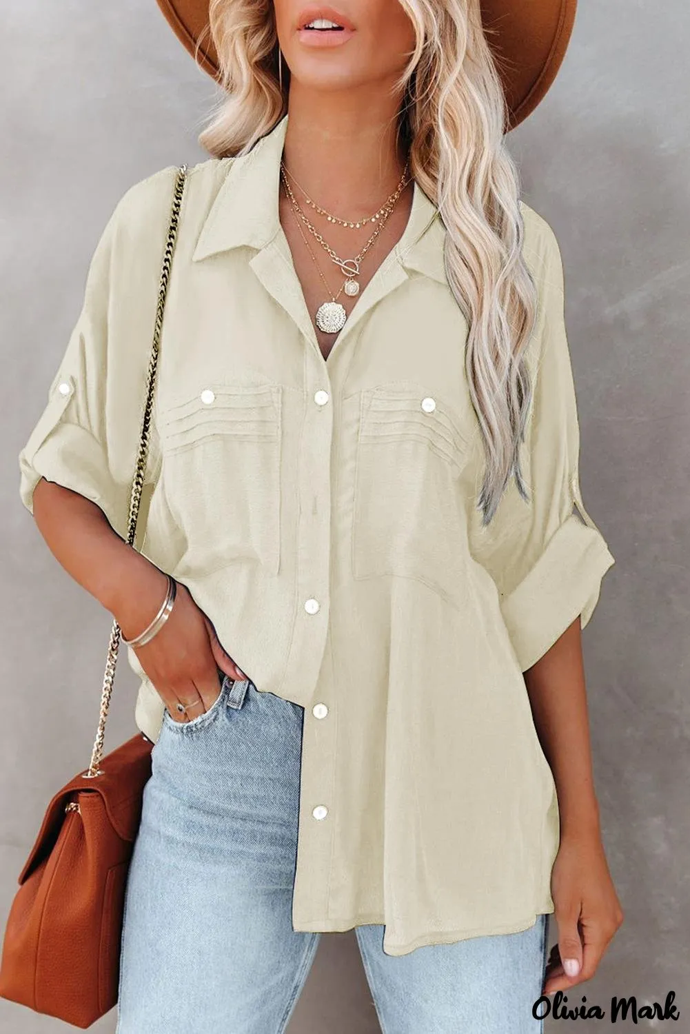 Xieyinshe - White buttoned shirt with long sleeves and plain pocket