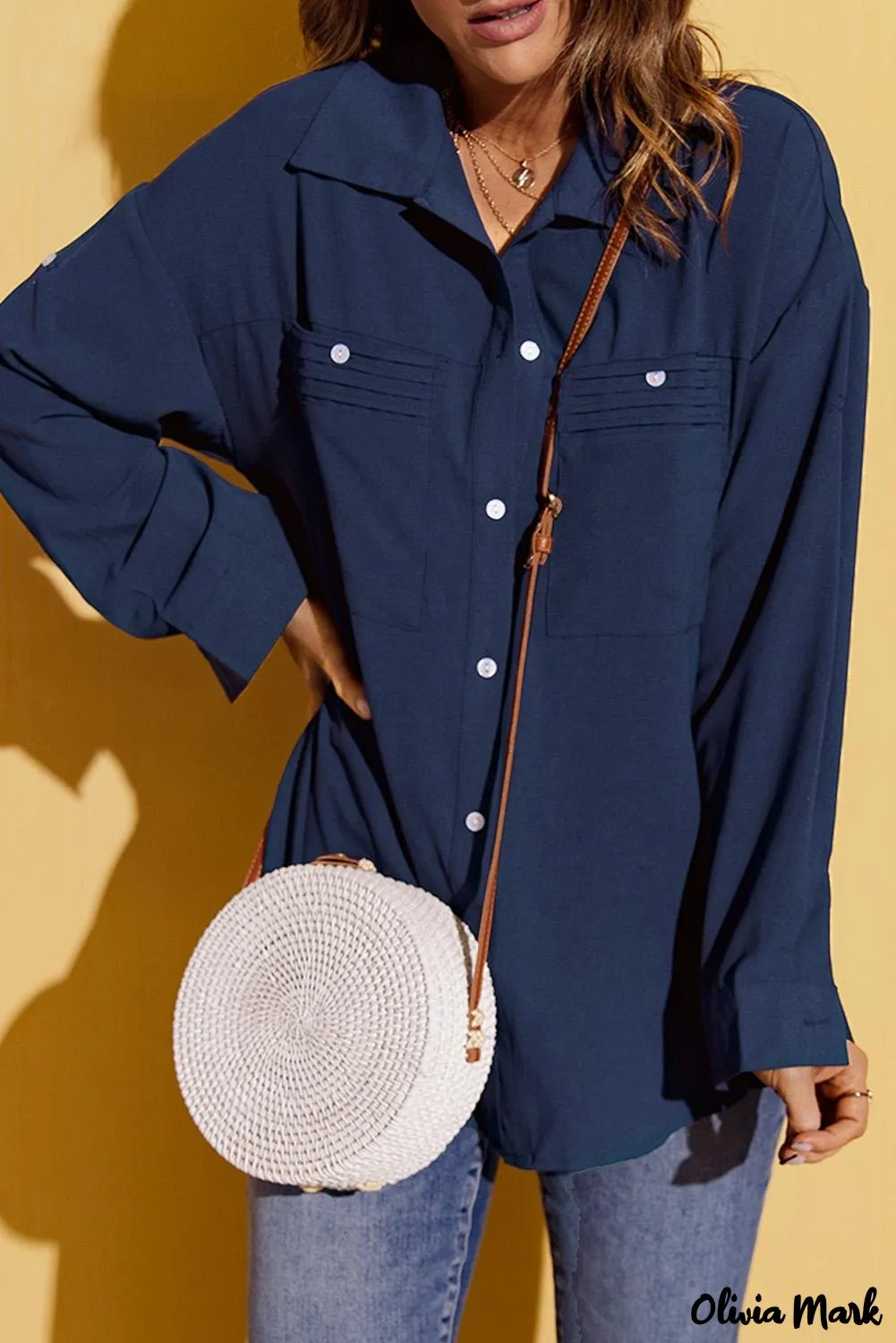 Xieyinshe - White buttoned shirt with long sleeves and plain pocket