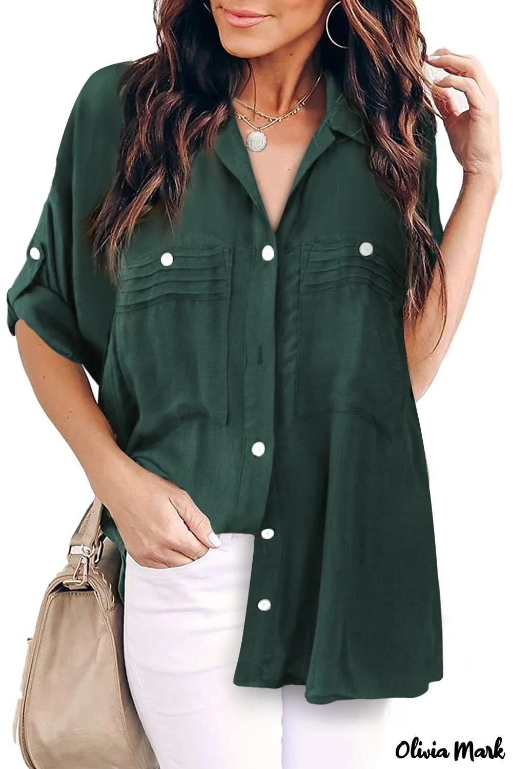 Xieyinshe - White buttoned shirt with long sleeves and plain pocket